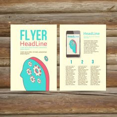 Abstract Brochure Flyer design Human head with gears N2