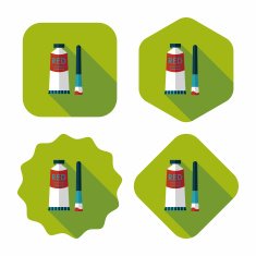 paint brush flat icon with long shadow eps 10 N3