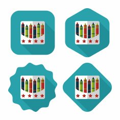 crayons flat icon with long shadow eps10 N67