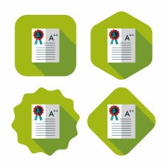 good grade in the notebook flat icon with long shadow