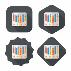 crayons flat icon with long shadow eps10 N68