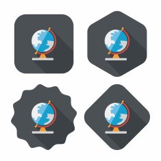 globe flat icon with long shadow eps10 N13