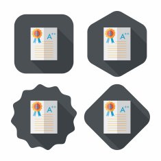 good grade in the notebook flat icon with long shadow N3