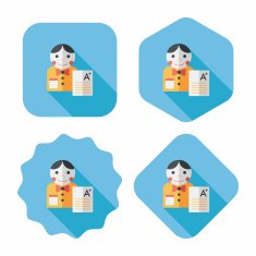 good grade in the notebook flat icon with long shadow N4