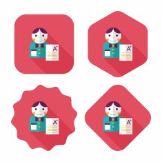 good grade in the notebook flat icon with long shadow N6