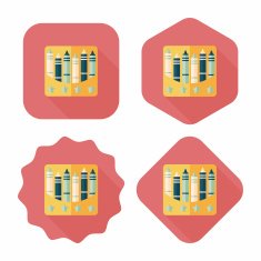 crayons flat icon with long shadow eps10 N69