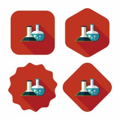 test tube flat icon with long shadow N27