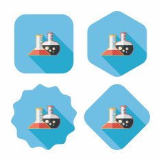 test tube flat icon with long shadow N28