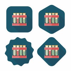 test tube flat icon with long shadow N32