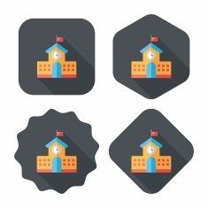 School building flat icon with long shadow eps10 N13