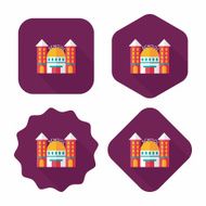 School building flat icon with long shadow eps10 N16