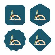 rulers and compass flat icon with long shadow eps10 N9