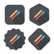 Pencil and pen flat icon with long shadow eps10 N7