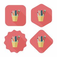 Pen Holder flat icon with long shadow eps10 N9