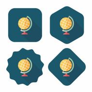 globe flat icon with long shadow eps10 N19