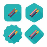 Pencil and pen flat icon with long shadow eps10 N8