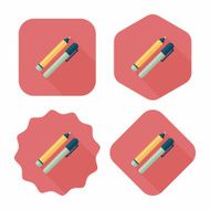 Pencil and pen flat icon with long shadow eps10 N9