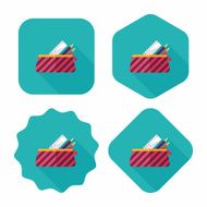pencil box flat icon with long shadow eps10 N14