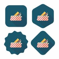 pencil box flat icon with long shadow eps10 N15
