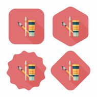 brush and color tube flat icon with long shadow eps10 N7
