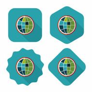 globe icon flat icon with long shadow N22
