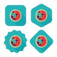 globe icon flat icon with long shadow N24