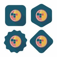 globe icon flat icon with long shadow N25
