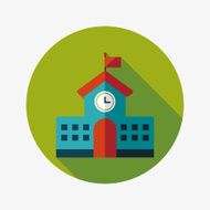 School building flat icon with long shadow eps10 N20