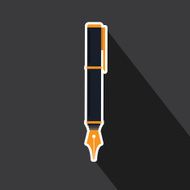 Vector of ink pen in long shadow style