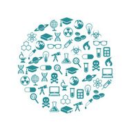 science icons in circle