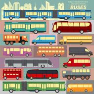 Public transportation buses Set elements infographics