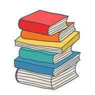 cartoon hand drawn stack of books