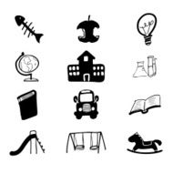 School icons set cartoon