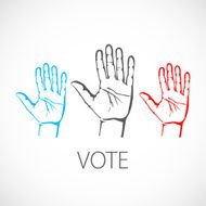 warm colorful up hands logo vector illustration vote