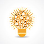 Group of male and female icons make a light-bulb N2