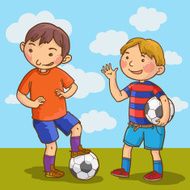 Two Soccer players on field background N2