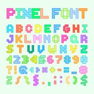 Set Of Pixel Art Alphabet Letters And Numbers