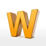 golden 3d alphabet W