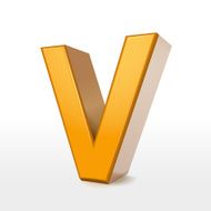 golden 3d alphabet V