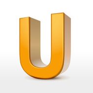 golden 3d alphabet U