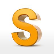 golden 3d alphabet S