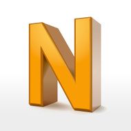 golden 3d alphabet N