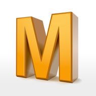 golden 3d alphabet M