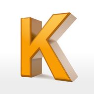 golden 3d alphabet K