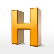 golden 3d alphabet H