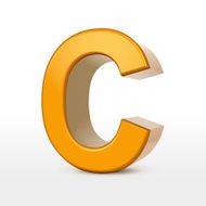 golden 3d alphabet C