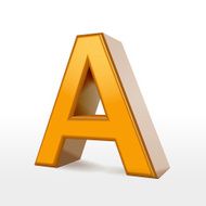 golden 3d alphabet A