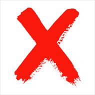 X - Red handwritten letter on white background