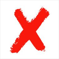 X - Red handwritten letter on white background N2