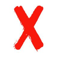 X - Red handwritten letter on white background N3